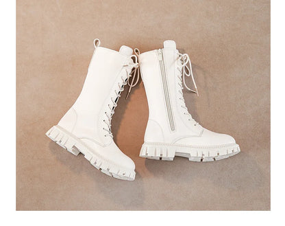 Girls' Lace-Up Square-Heel Ankle Boots
