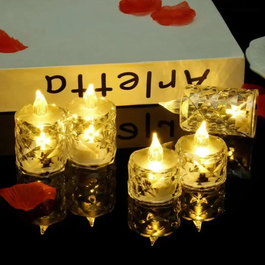 LED Crystal Flameless Candle Light LED Electronic Candle Light Night Lamp Dating Party Holiday Home Wedding Christmas Decoration