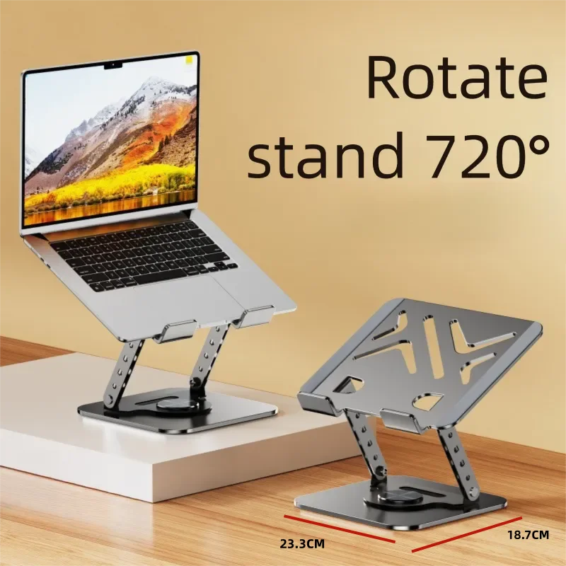 Sturdy 360° Rotation Laptop Stand Adjustable Foldable Notebook Holder Space-saving Durable Desktop Riser for 10-17 Inch Laptops