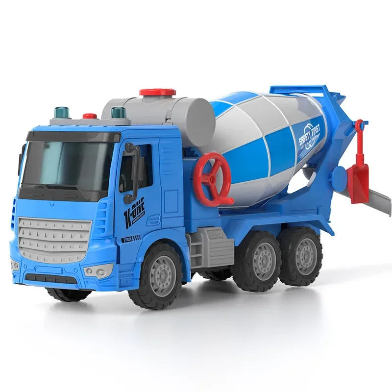 Large Toy Cement Mixer Truck – Friction-Powered with Lights & Music