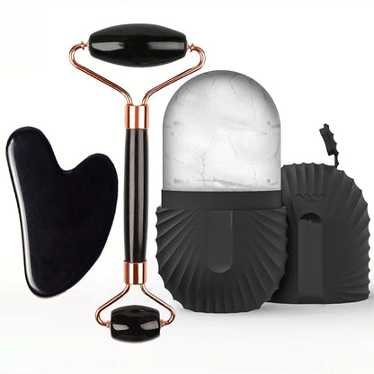 Ensemble rouleau à glace et Gua Sha pour le visage | Rouleau facial en silicone pour lifter, sculpter et masser