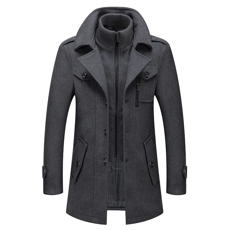 Men's Casual Business Woolen Overcoat Double-Collar Cold-Resistant Jacket Fashionable Autumn Winter 2025