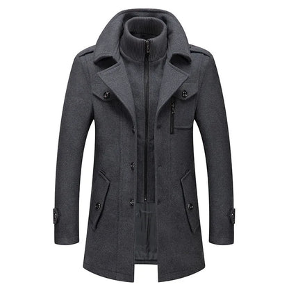 Abrigo largo de poliéster para hombre Rindu con cuello desmontable