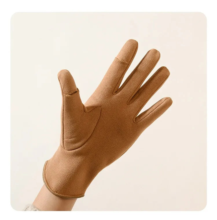 Women's Windproof Suede-Feel Touchscreen Gloves