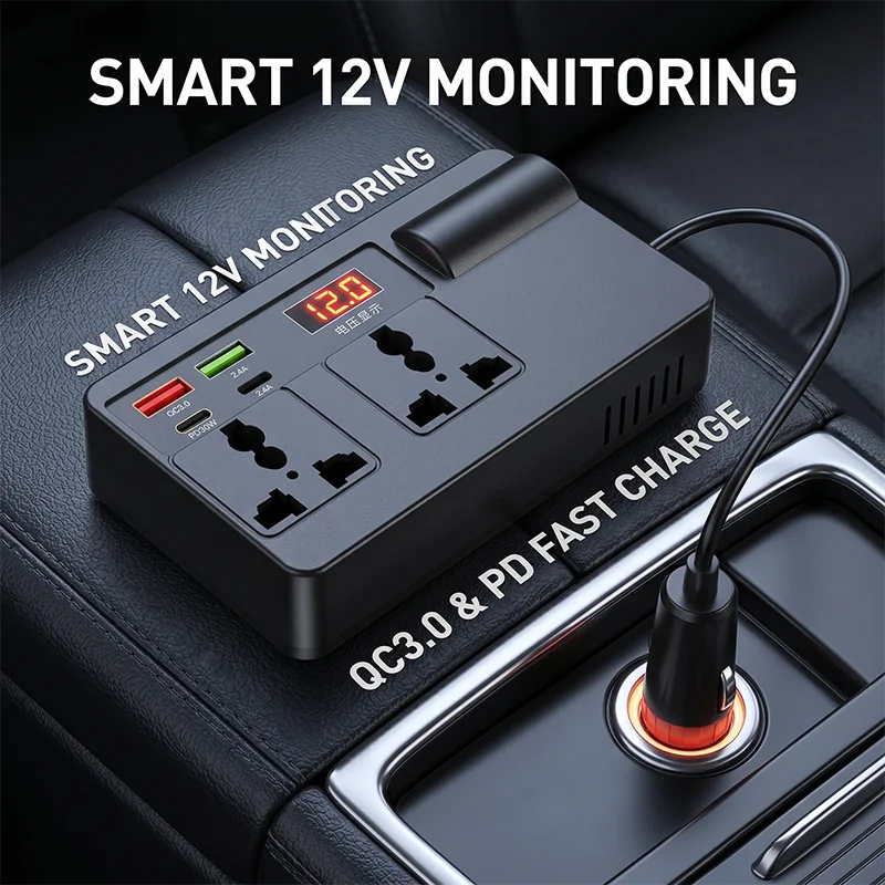 200W 12V to 220V Car Power Inverter