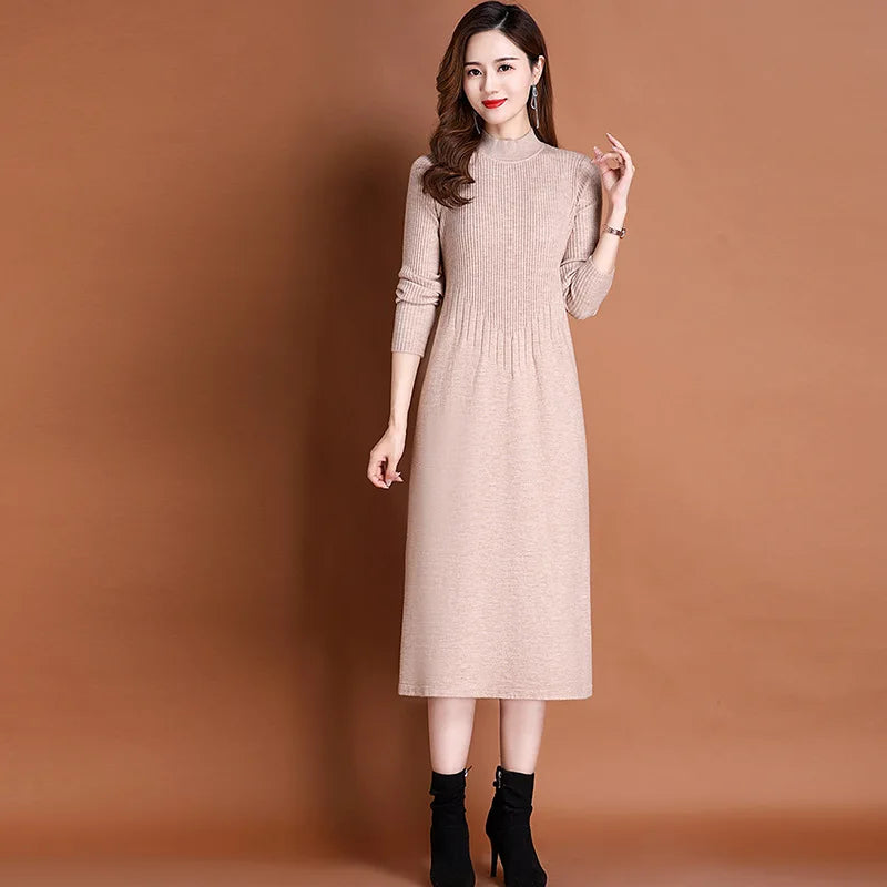 Women's Ankle-Length A-Line Dress with Appliqué