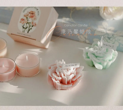 Candela artigianale in cera di soia a forma di garofano | 7 colori | Aromatica e profumata | Oggetto da foto per matrimoni, compleanni e feste