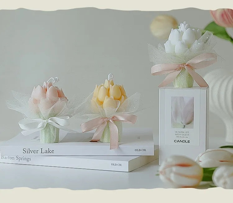 Handmade Tulip Bouquet Candle Scented Candle Aromatherapy Soy Wax Candle Wedding Birthday Candles Party Home Decoration