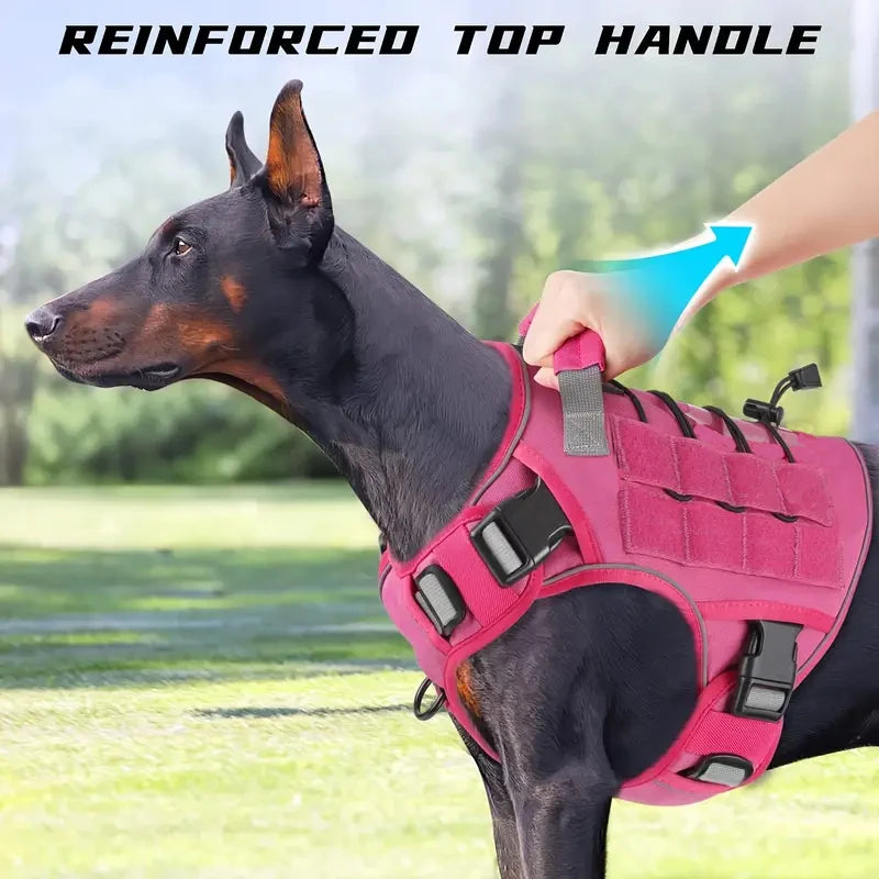 Adjustable No-Pull Tactical Dog Harness with Handle for Large Dogs - Reflective  Vest for Labrador Retriever, Siberian H