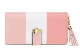 Women's Colour-Block Long Zip Wallet – RFID Blocking, 9 Card Slots, Fits a Phone