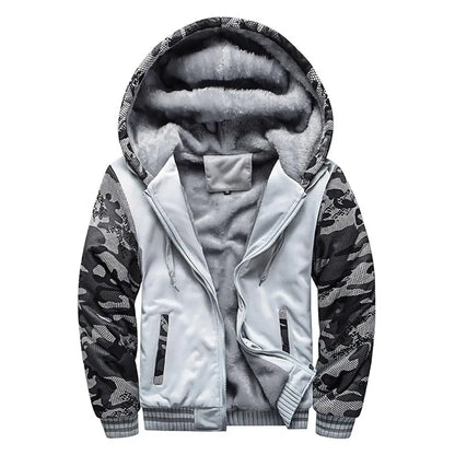 WHWR Giacca con cappuccio e zip mimetica da uomo