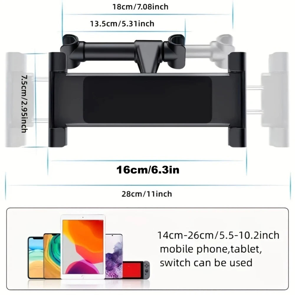 Adjustable Car Headrest Tablet & Phone Holder