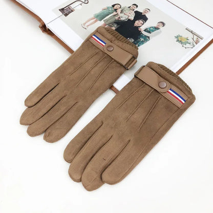 Guantes de invierno para hombre con pantalla táctil, hebilla y tacto de ante