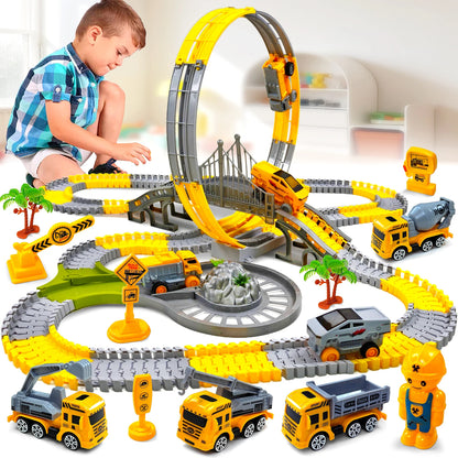 Magic Climbing Track Set – Flexible Race Track with Engineering Cars