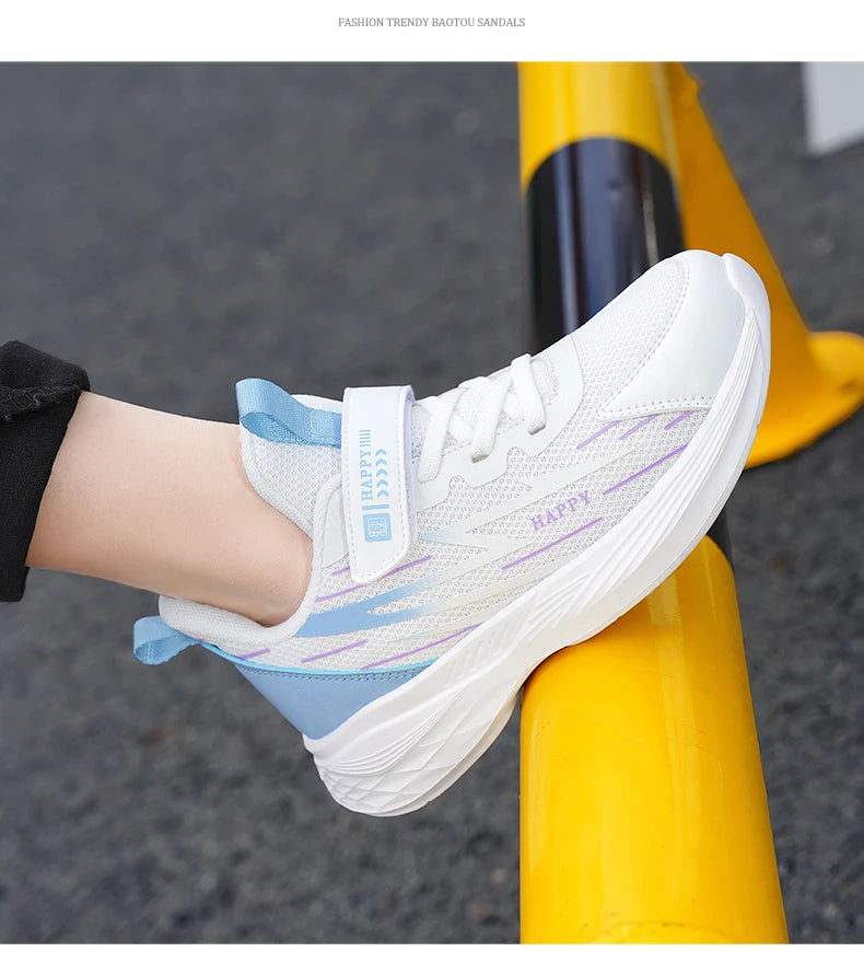 Cute Girls Casual Shoes White Mesh Sneakers Student Kids Summer Sock Footwear Fashion Children Sport Shoes Tenis Running Autumn