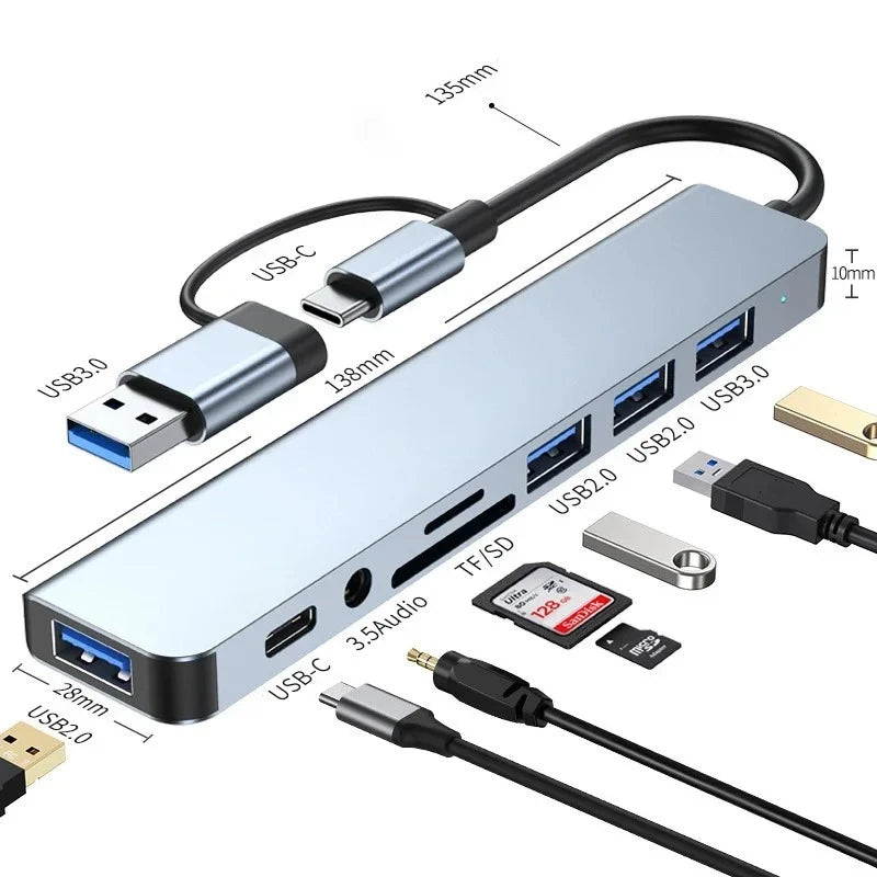 HUB USB C 3.0 Type C Splitter Multi 4K HDMI Monitor RJ45 Ethernet PD Power Adapter Docking Station  Laptop Splitter For Macbook