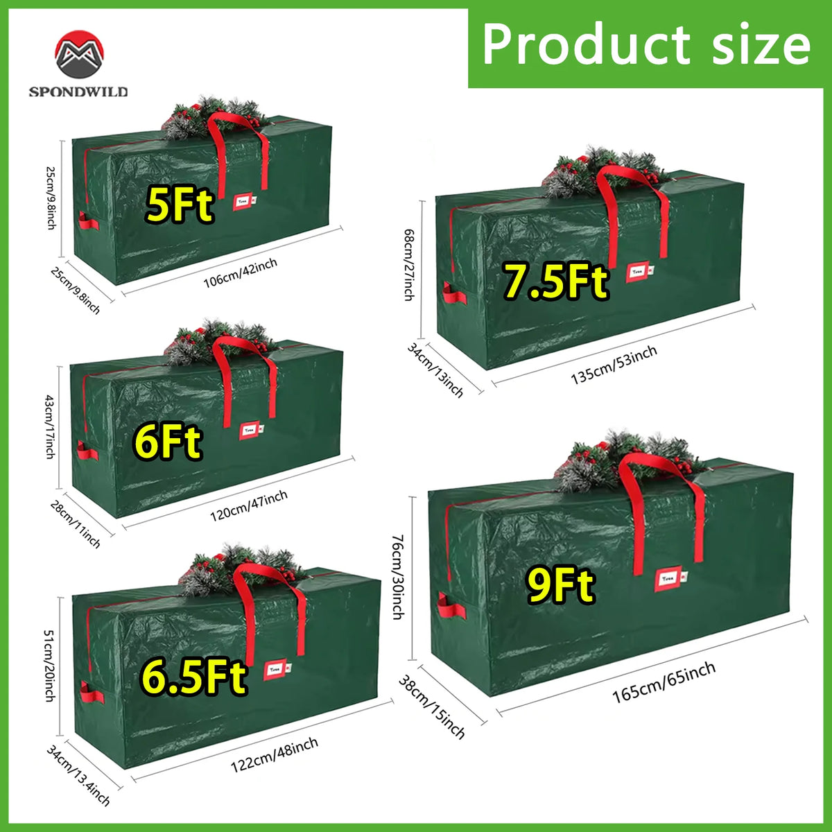 Christmas Tree Storage Bag – Fits Up to 9 ft Artificial Trees, with Handles