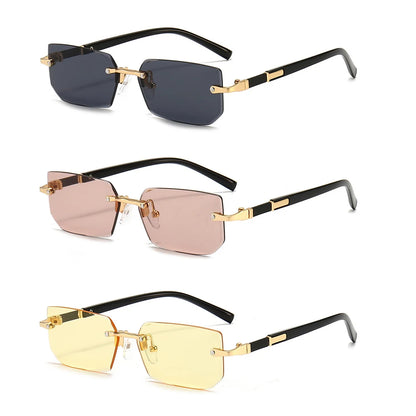 Rimless Rectangle Sunglasses | Trendy Small Square Summer Shades