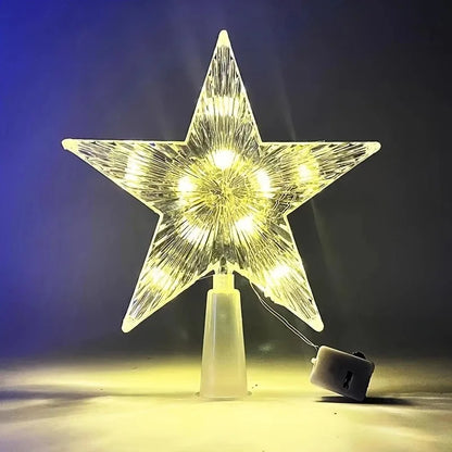 Glitzernder Stern als Christbaumspitze – 15 cm funkelnder Stern-Baumschmuck