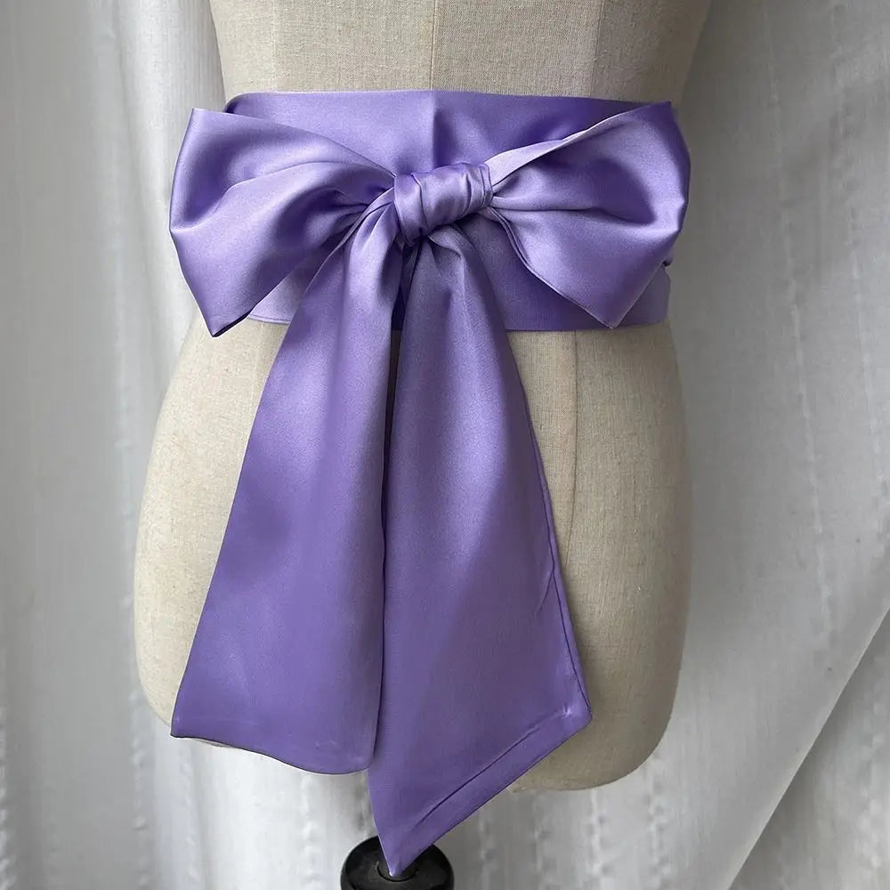 Satin Bow Waist Sash – Wide Ribbon Belt for Dresses, 20 Colours