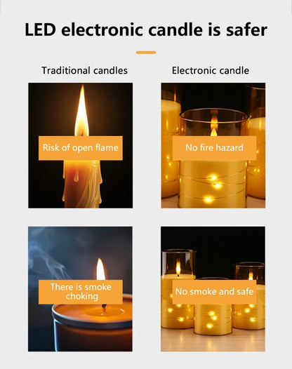 Candele a Pilastro LED Senza Fiamma con Telecomando e Timer | Set da 3 | Luci a Stella Integrate | 3 Colori