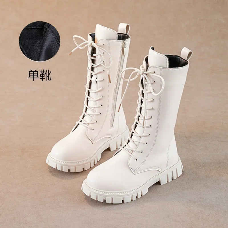 Girls' Lace-Up Square-Heel Ankle Boots