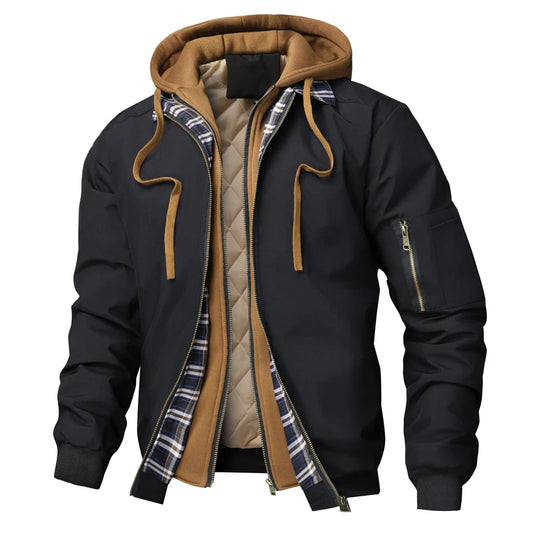 DIMUSI Men's Hooded Zip Jacket with Pockets