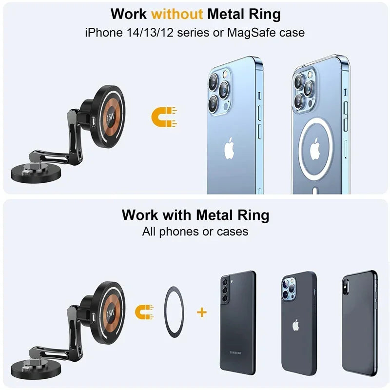 Magnetic Wireless Car Charger Stand & Phone Mount