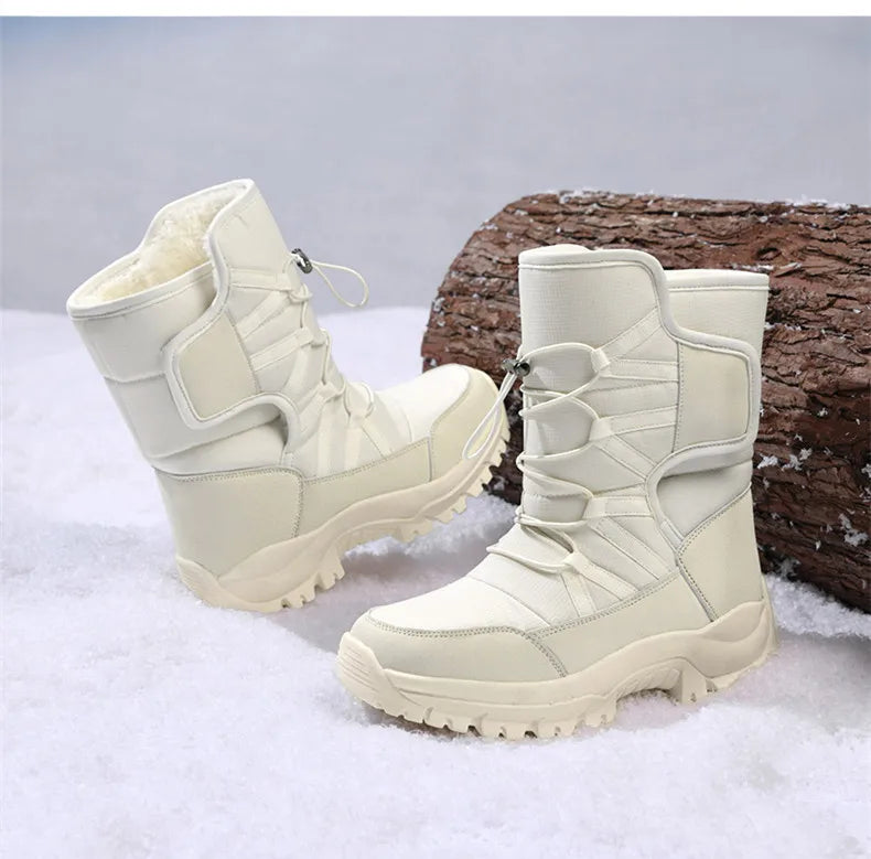 Brand Men's Winter Shoes Waterproof Men's Boots Warm Plush Couple Snow Boots Outdoor Non-slip Hiking Boots Men Work Ankle Boots