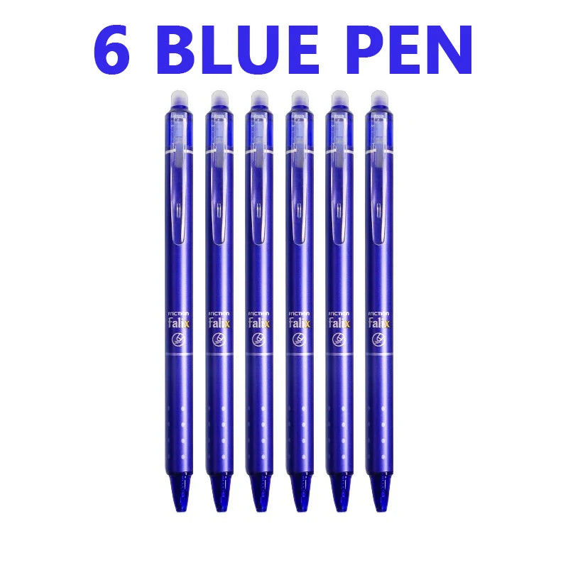 Erasable Retractable Gel Pen Set, 0.5mm Black Blue Ink Pens with Refills and Built-in Eraser for Daily School Office Stationery