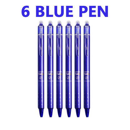 Ensemble de stylos gel effaçables rétractables – Encre noire et bleue 0,5 mm avec recharges et gomme intégrée pour l'école et le bureau