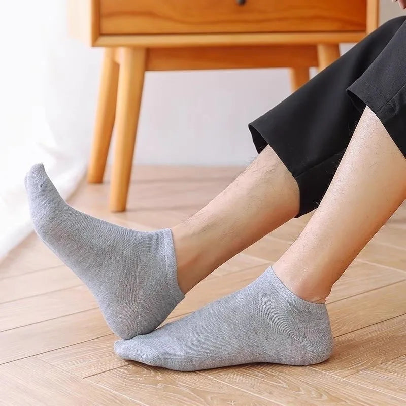 Men's Thin Low-Cut Socks – 10 Pairs, Breathable Everyday Ankle Socks