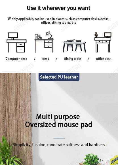 Grand tapis de bureau – Sous-main en cuir PU imperméable pour clavier et souris, idéal pour le gaming sur PC