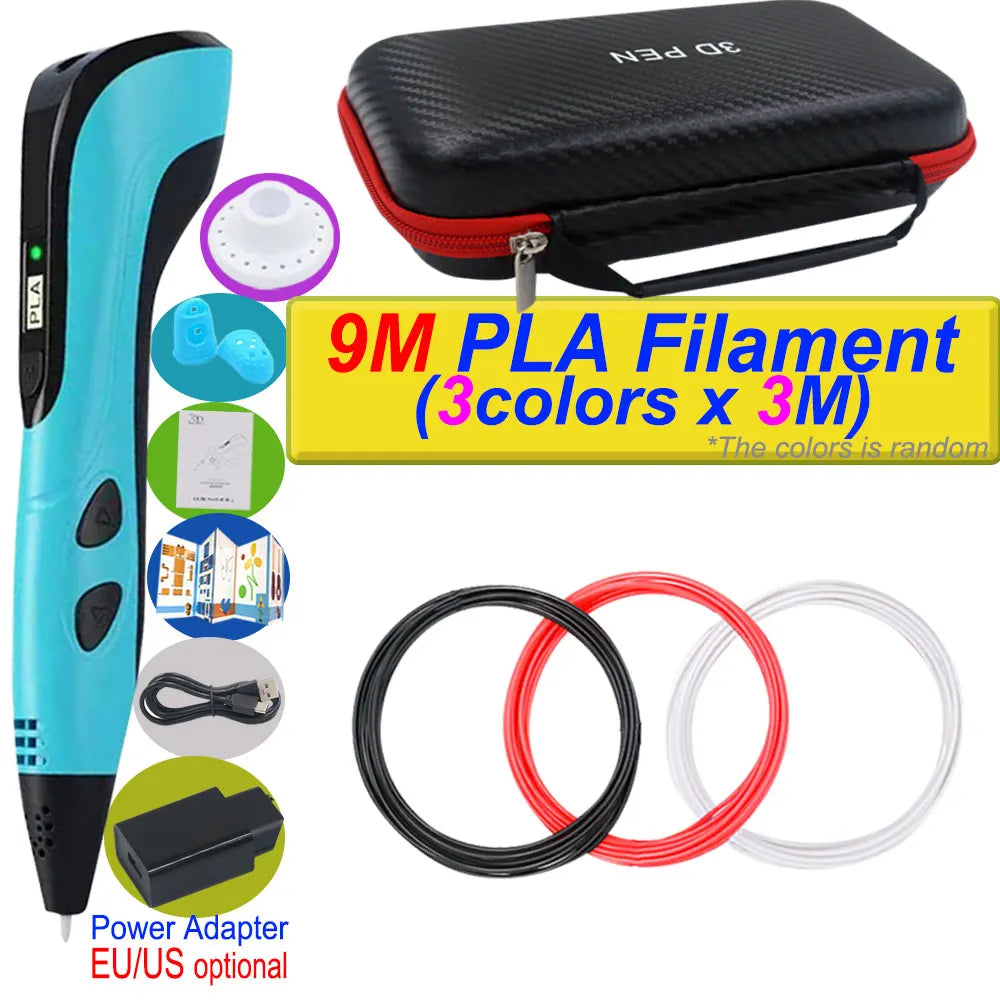 Penna 3D per bambini – Display LCD, velocità regolabile e kit con filamento PLA e custodia