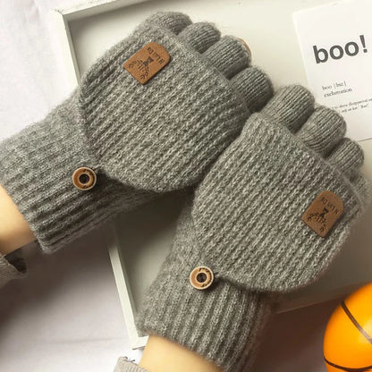 Guantes de punto de medio dedo – Guantes de invierno sin dedos unisex, 4 colores