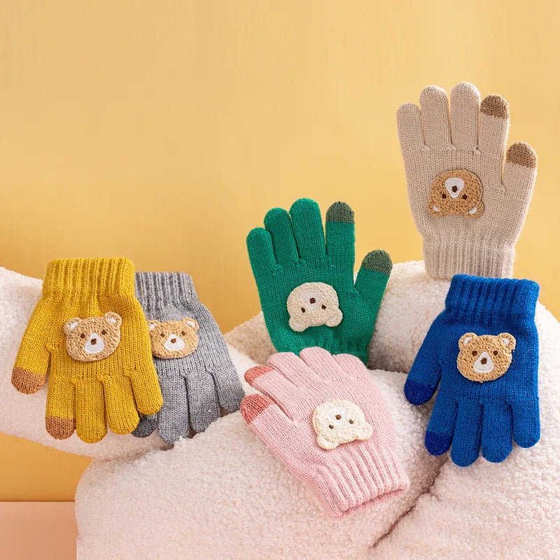 Toddler Bear Knit Gloves – Thick Warm Winter Gloves (Ages 2–6)