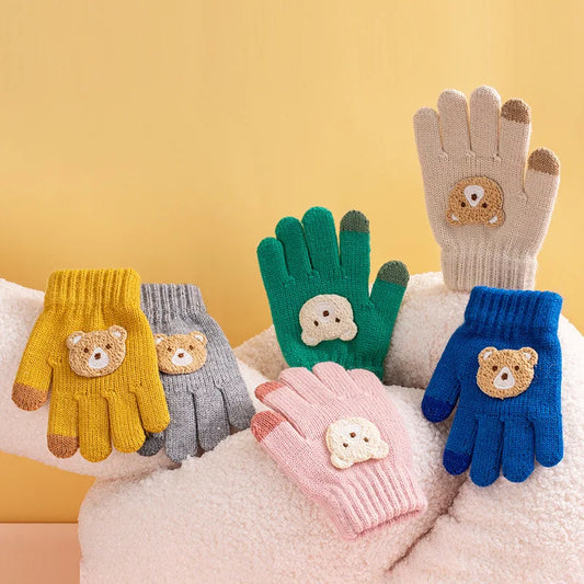 Toddler Bear Knit Gloves – Thick Warm Winter Gloves (Ages 2–6)