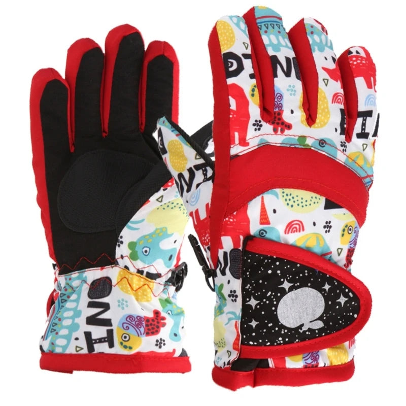 Kids' Adjustable Fleece-Lined Ski Gloves – Ages 3–7