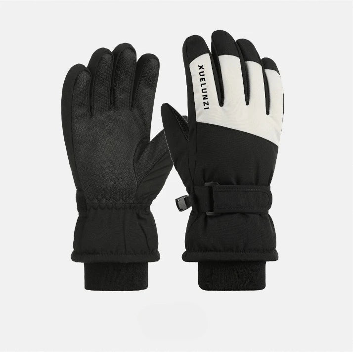 Kids' 5-Finger Ski Gloves with Hook-and-Loop Strap – Ages 6–12