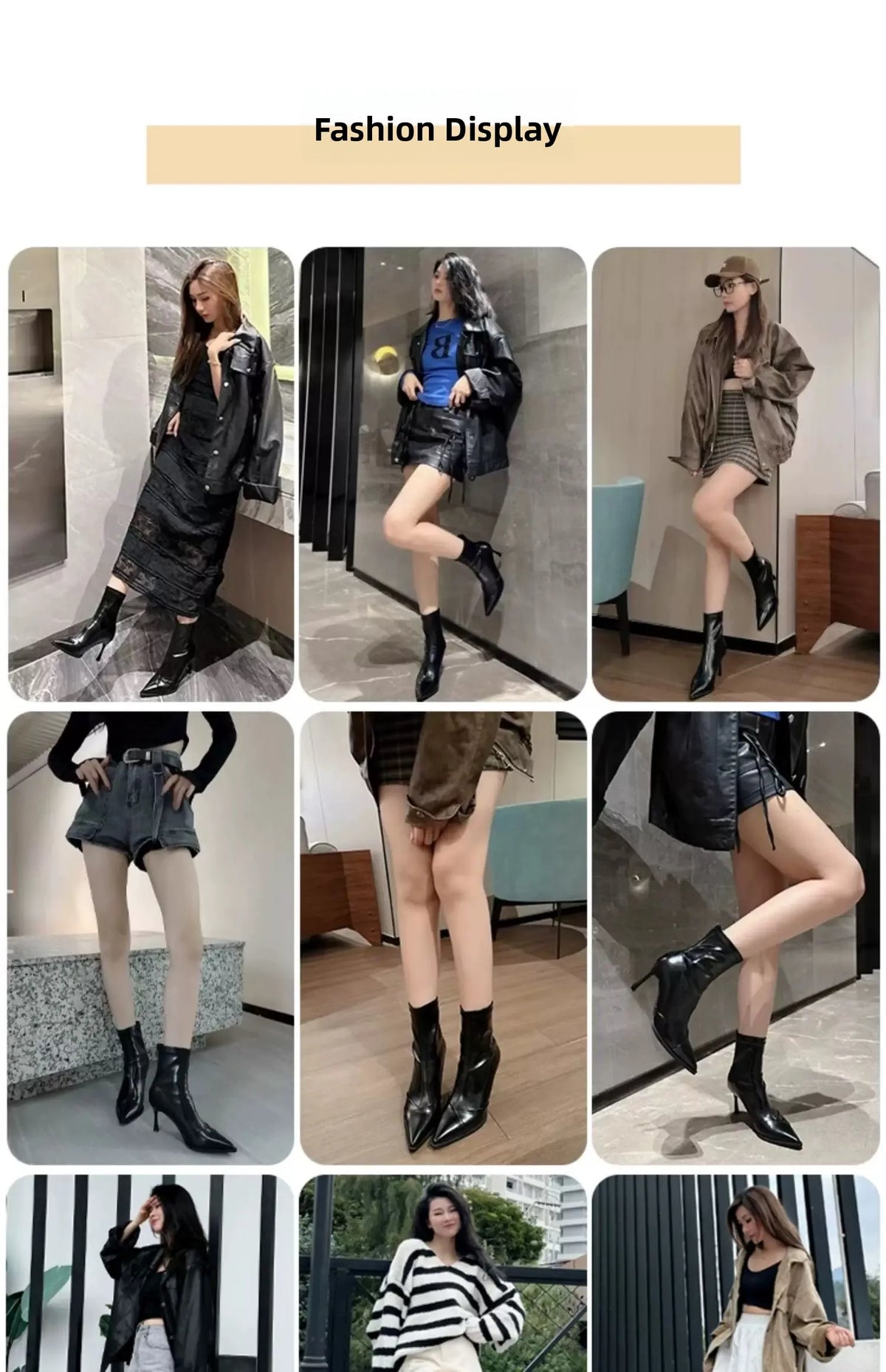 Black Pointed Toe High Heel Short Boots Women's Autumn Winter New Style Elastic Slim Fit Short Tube Boots Korean Version