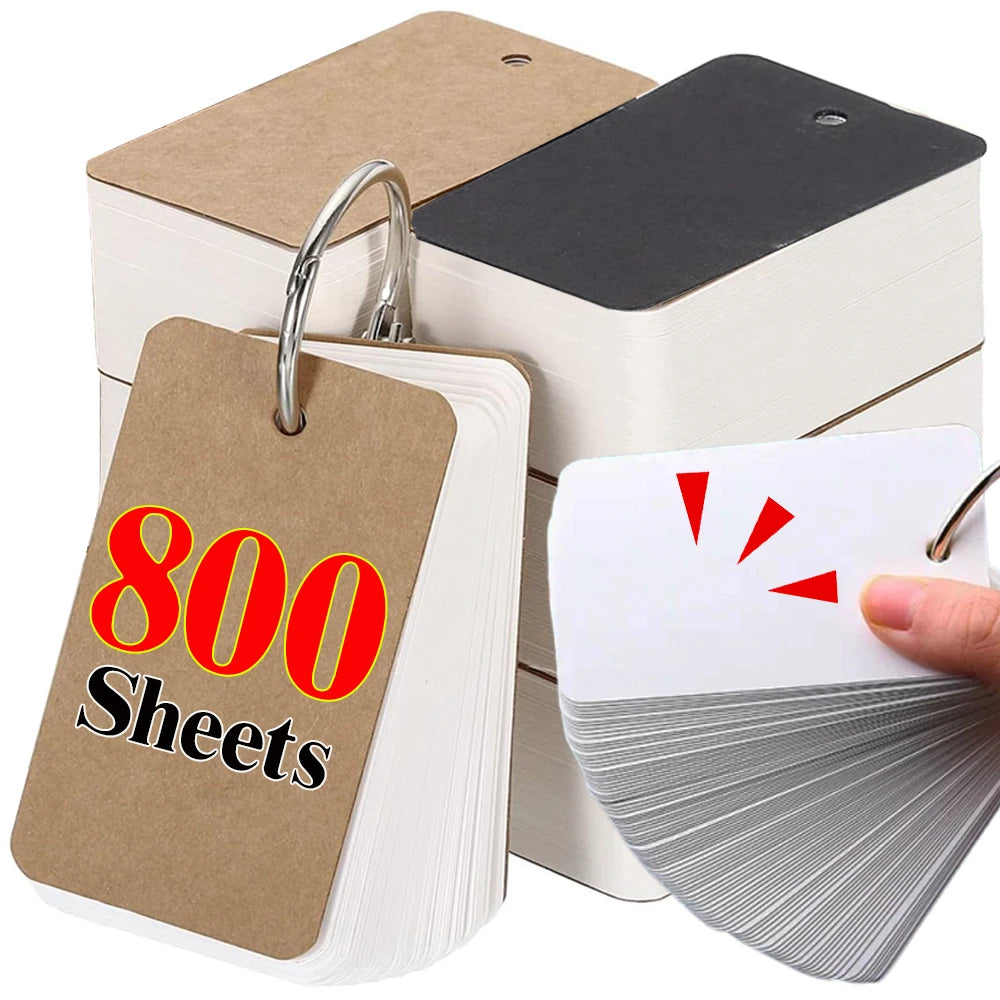 Kraft Paper Blank Flashcards with Binder Rings Spiral Notepads Detachable Kids Mini Notebooks Study Cards Book Kawaii Stationery