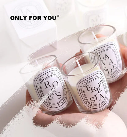 Vela aromática transparente Prometheus | 50 g | 16 fragancias europeas | 10 h de combustión | Caja de regalo artesanal