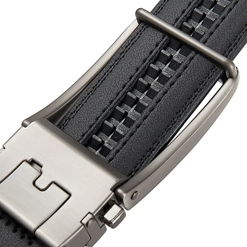 Men's Leather Click Belt – Automatic Buckle, Sizes up to 170 cm