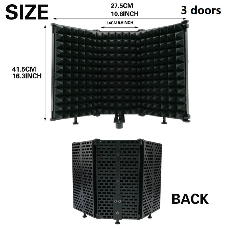 Microphone Isolation Shield – Foldable Sound-Absorbing Vocal Booth