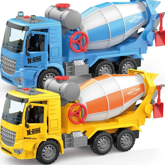 Large Toy Cement Mixer Truck – Friction-Powered with Lights & Music
