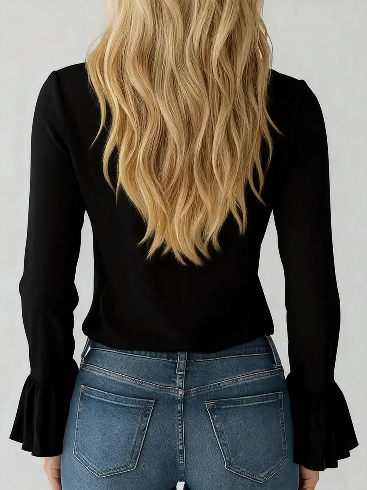 V-Neck Ruffle Sleeve Chiffon Blouse