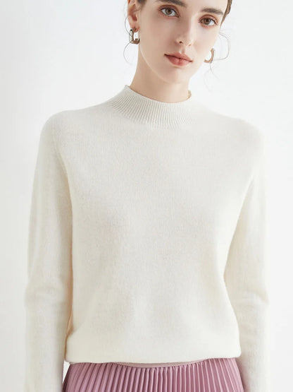 Women's Mock Neck Knit Sweater – Soft Basic Pullover