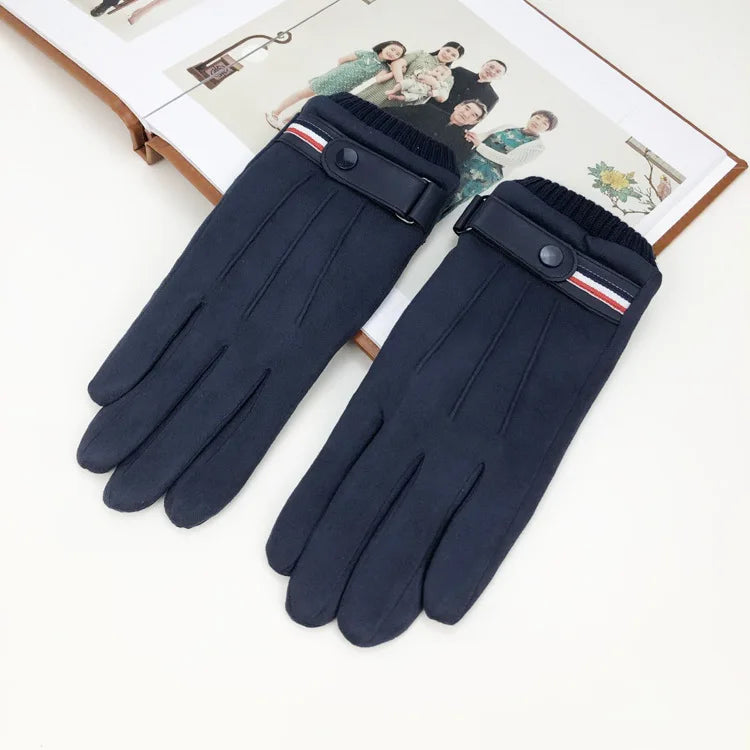 Men's Suede-Feel Buckle Touchscreen Winter Gloves