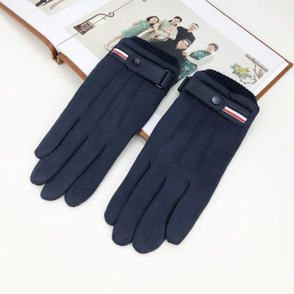 Guantes de invierno para hombre con pantalla táctil, hebilla y tacto de ante