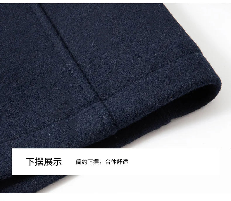 Men's Casual Business Woolen Overcoat Double-Collar Cold-Resistant Jacket Fashionable Autumn Winter 2025
